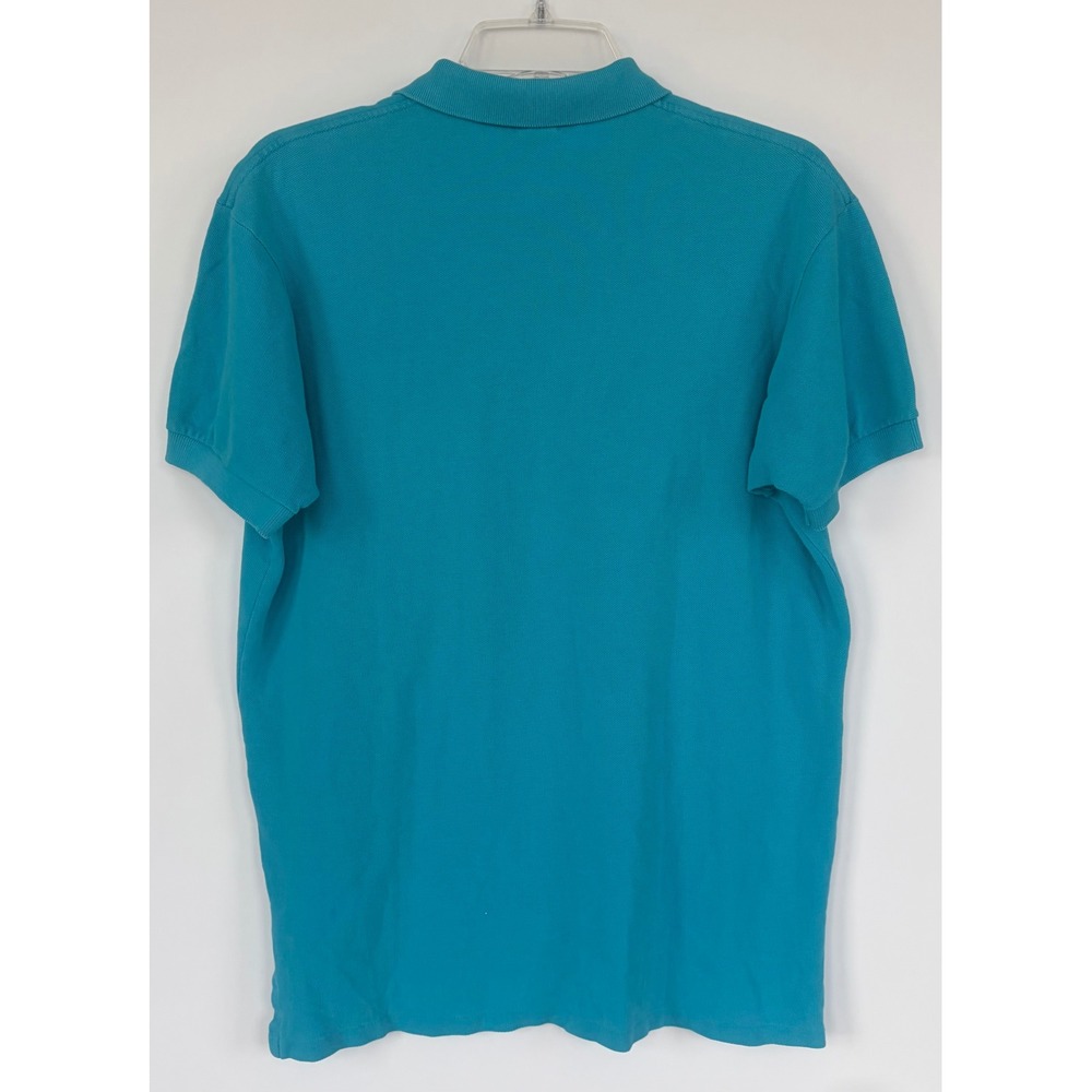 Vintage Polo Ralph Lauren Mens Turquoise Blue Pique Polo Shirt Made in USA Med - Picture 2 of 9